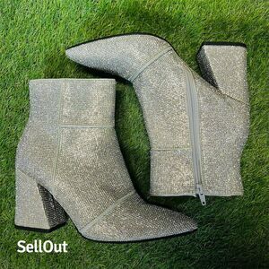 A New Day Women's Silver Rhinestone Ankle Boots Pointed Toe Party